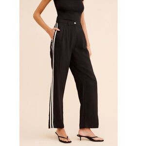 DONNI. Linen Pleated Stripe Track Pants